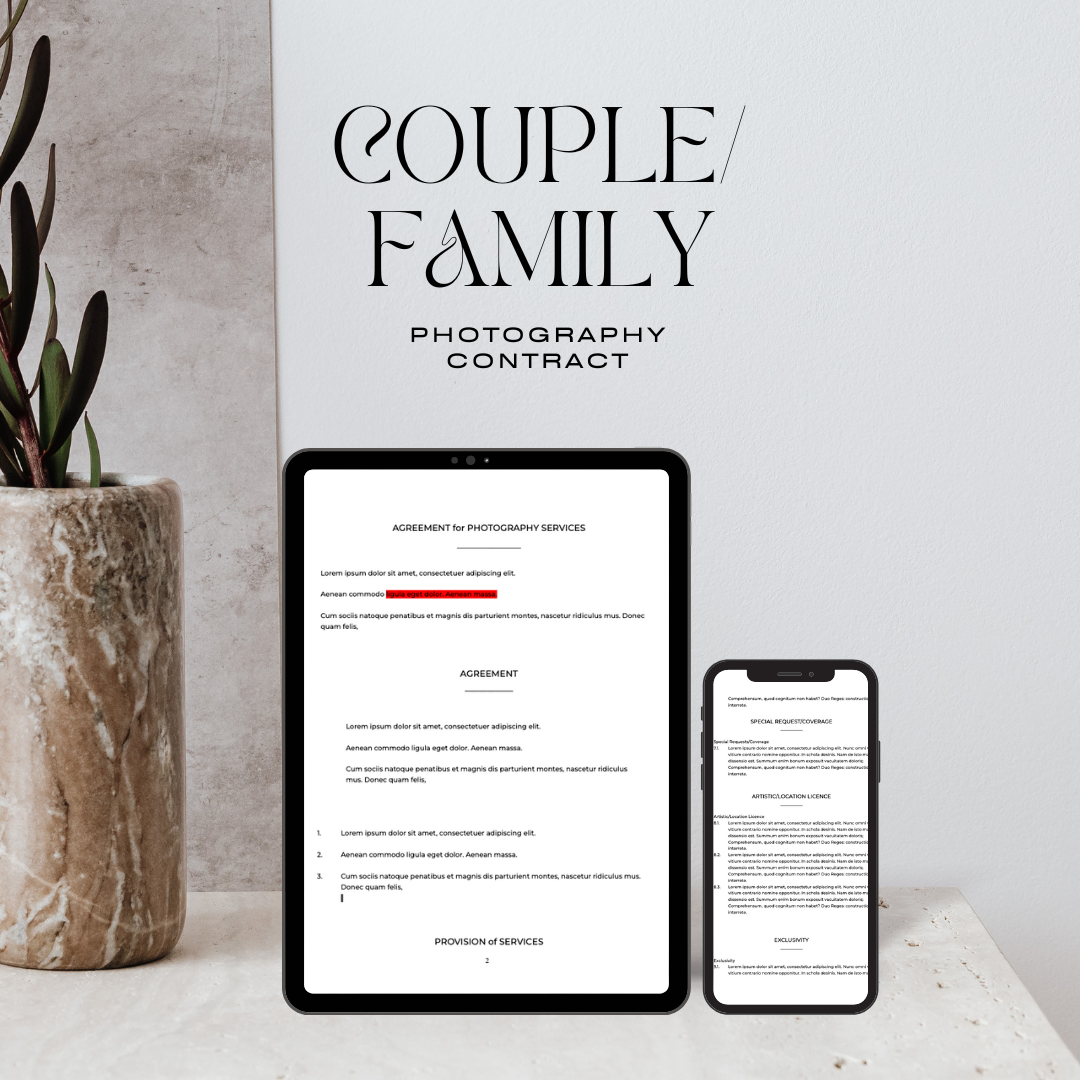 couple family photography contract template by rebecca carpenter photography