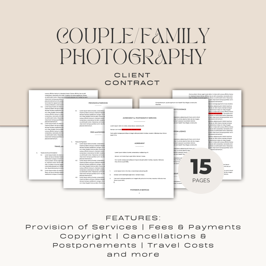 couple family photography contract template by rebecca carpenter photography