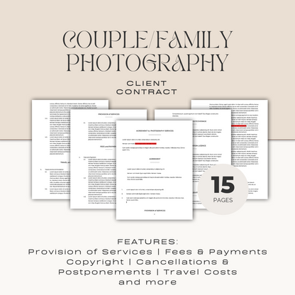 couple family photography contract template by rebecca carpenter photography
