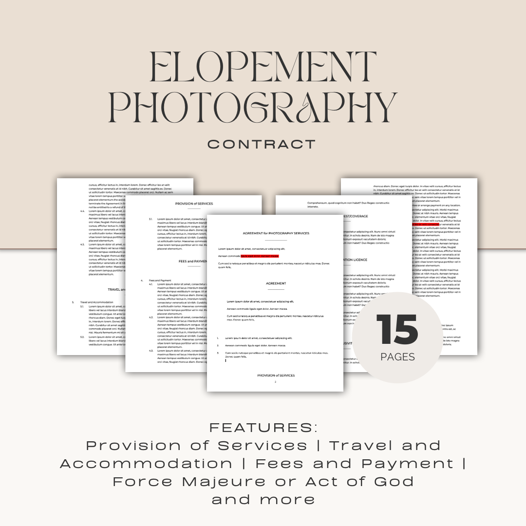 elopement photography contract template by rebecca carpenter photography