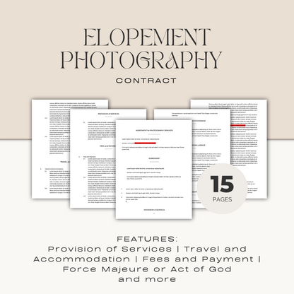 elopement photography contract template by rebecca carpenter photography
