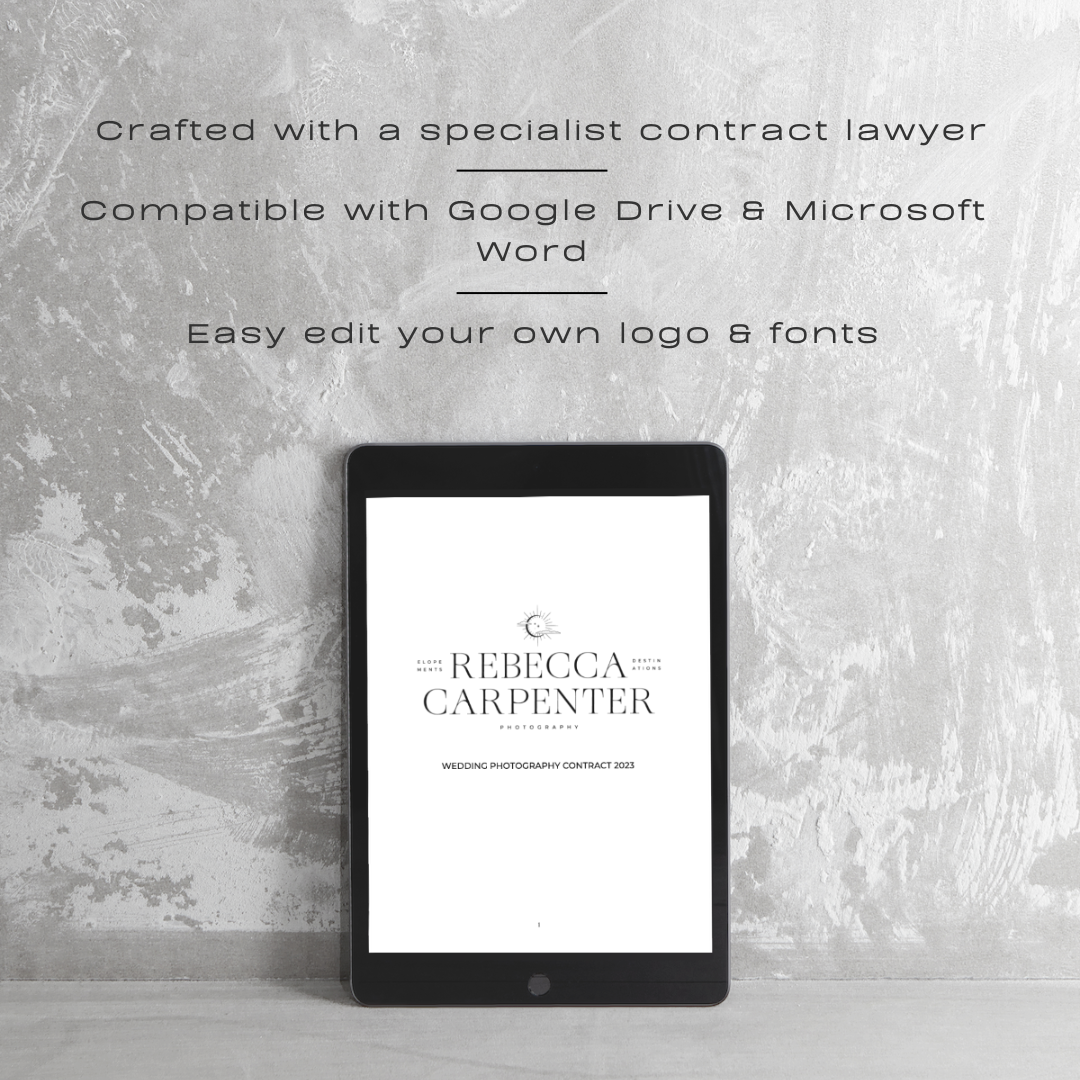 elopement photography contract template by rebecca carpenter photography