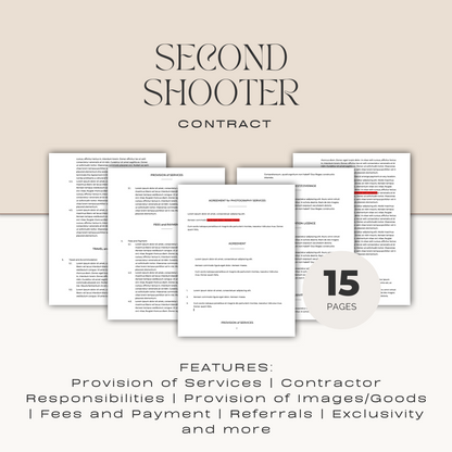 second shooter photography contract template by rebecca carpenter photography