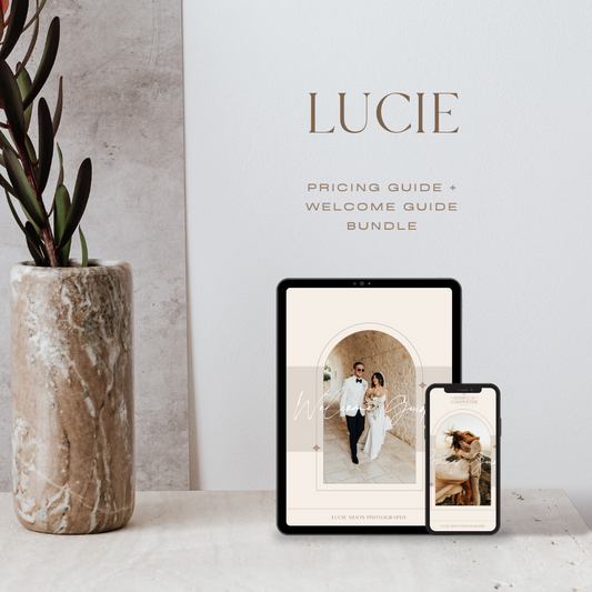 Lucie Welcome Guide + Pricing Guide template Bundle
