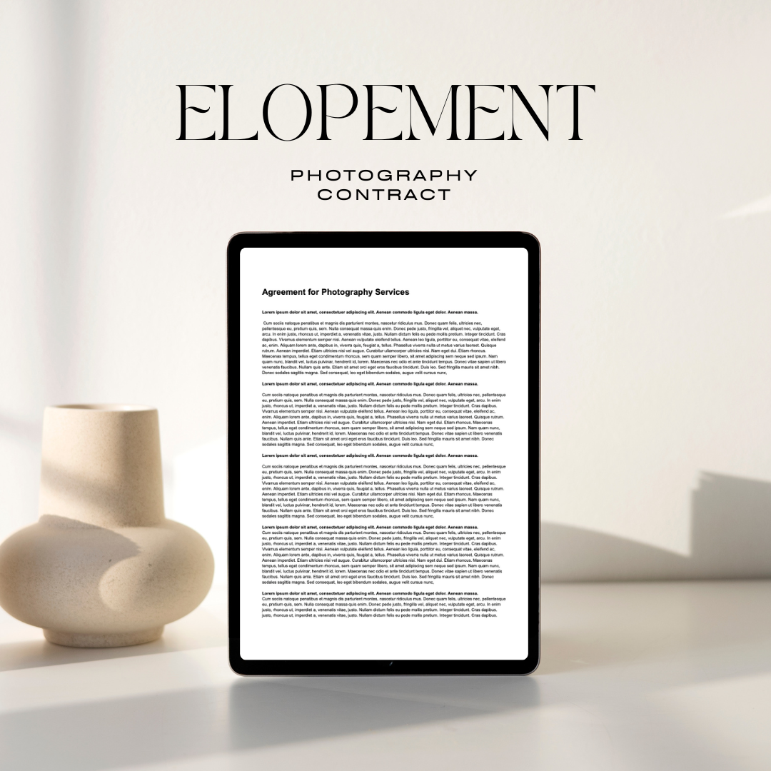 elopement photography contract template by rebecca carpenter photography